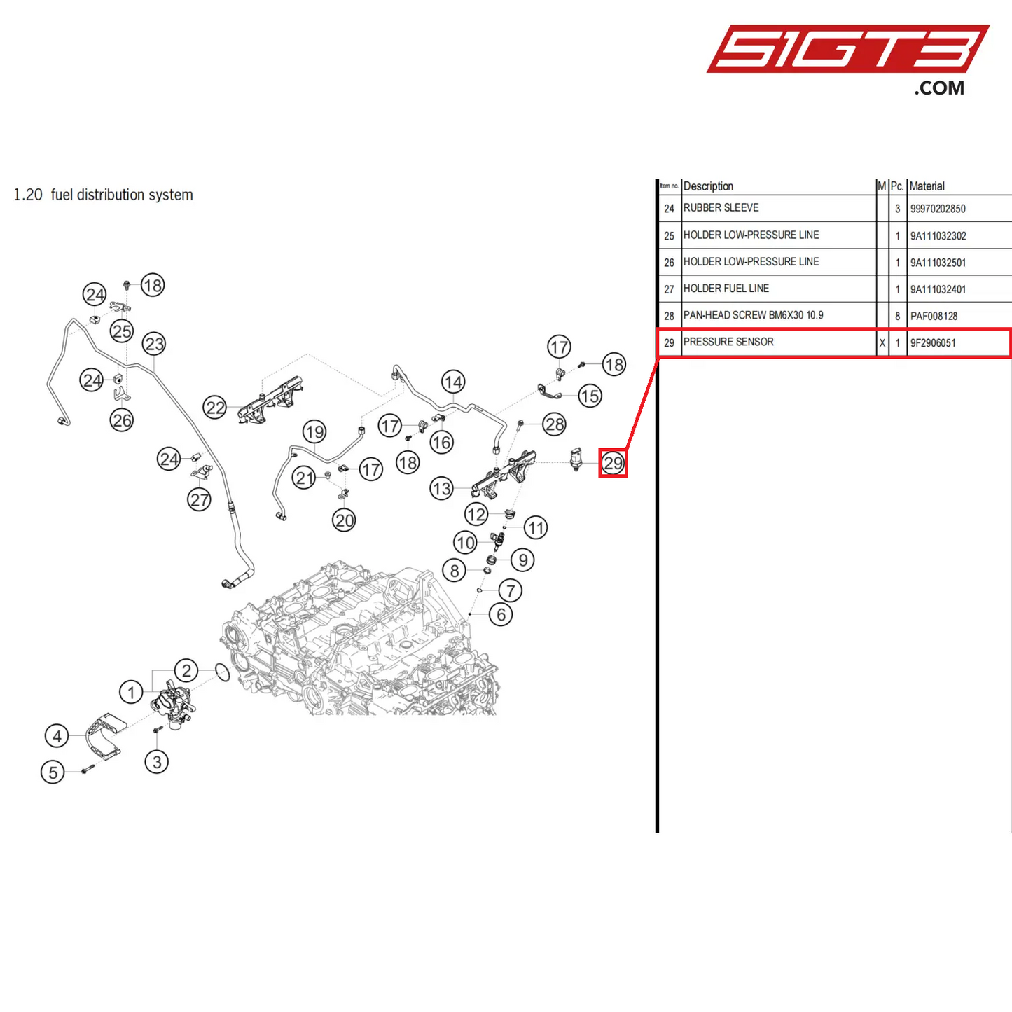 PRESSURE SENSOR - 9F2906051 [PORSCHE 718 Cayman GT4 Clubsport]