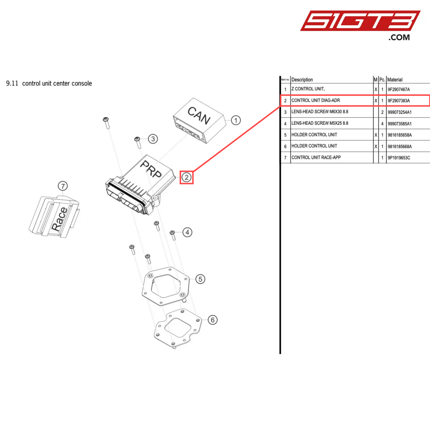 CONTROL UNIT DIAG-ADR - 9F2907383A [PORSCHE 718 Cayman GT4 Clubsport]