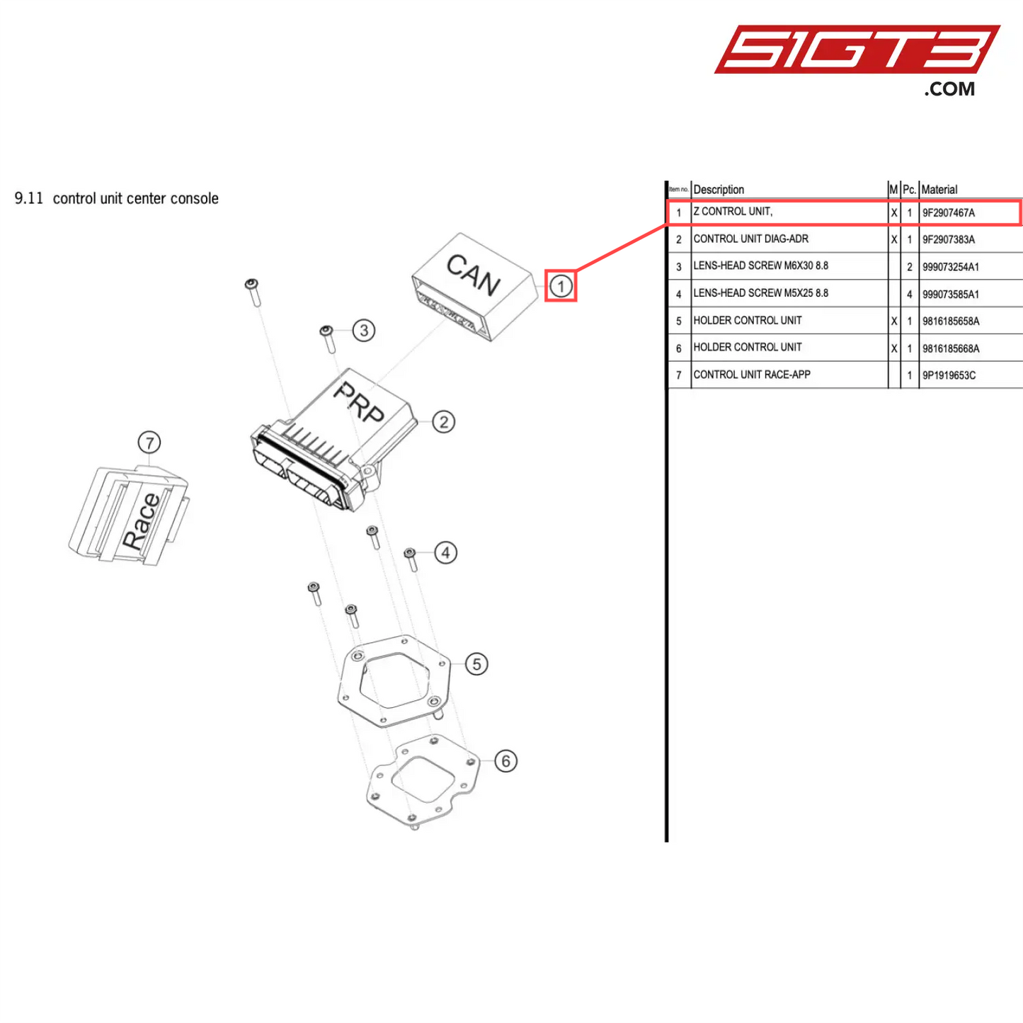 Z CONTROL UNIT, - 9F2907467A [PORSCHE 718 Cayman GT4 Clubsport]