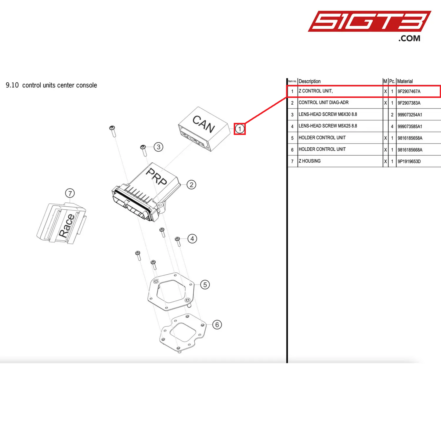 Z CONTROL UNIT, - 9F2907467A [PORSCHE 911 GT2 RS Clubsport]