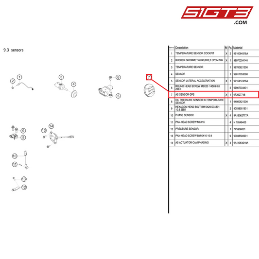 SENSOR AS GPS - 9F2927748 [PORSCHE 991.2 GT3 R]