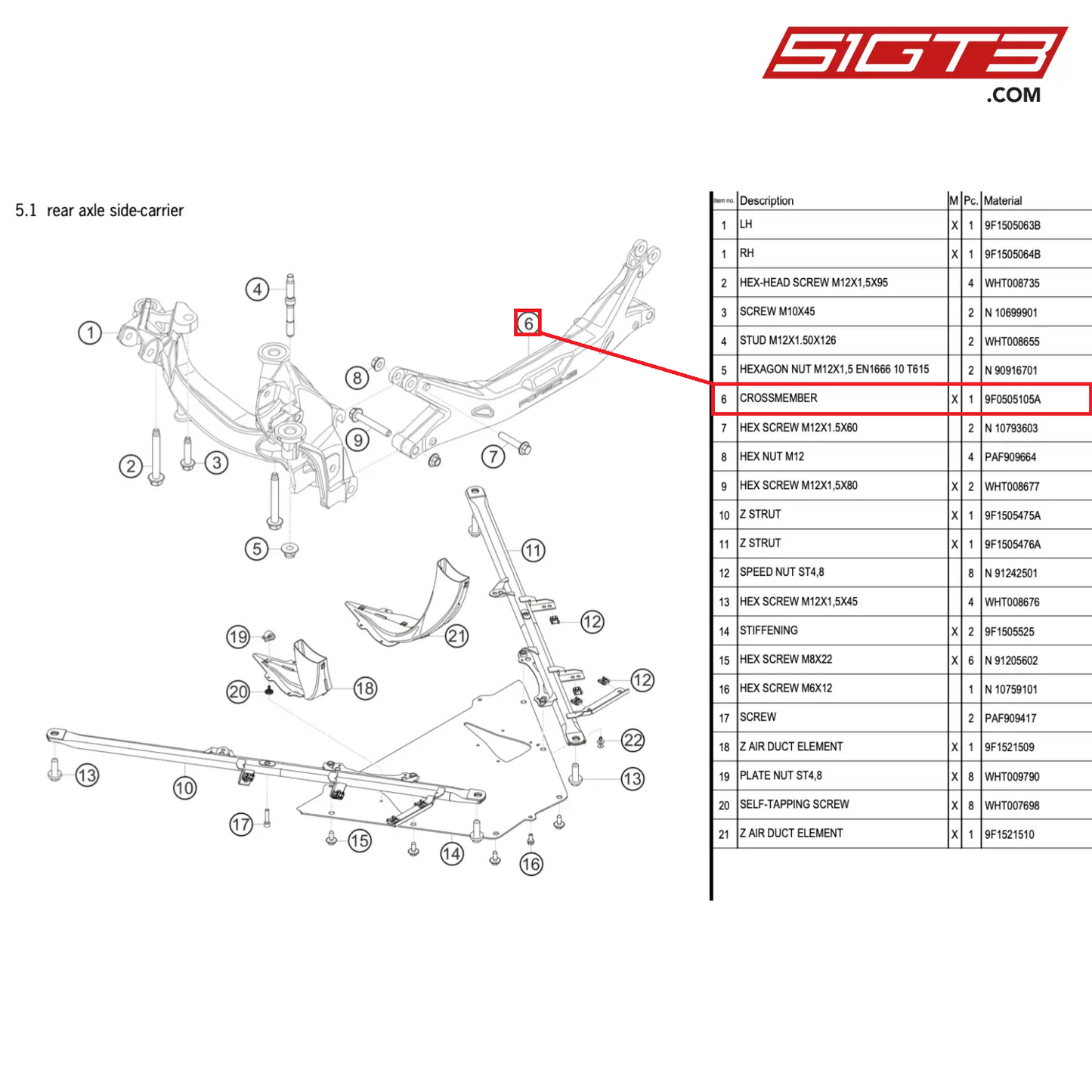 CROSSMEMBER - 9F0505105A [PORSCHE 911 GT3 Cup Type 992]