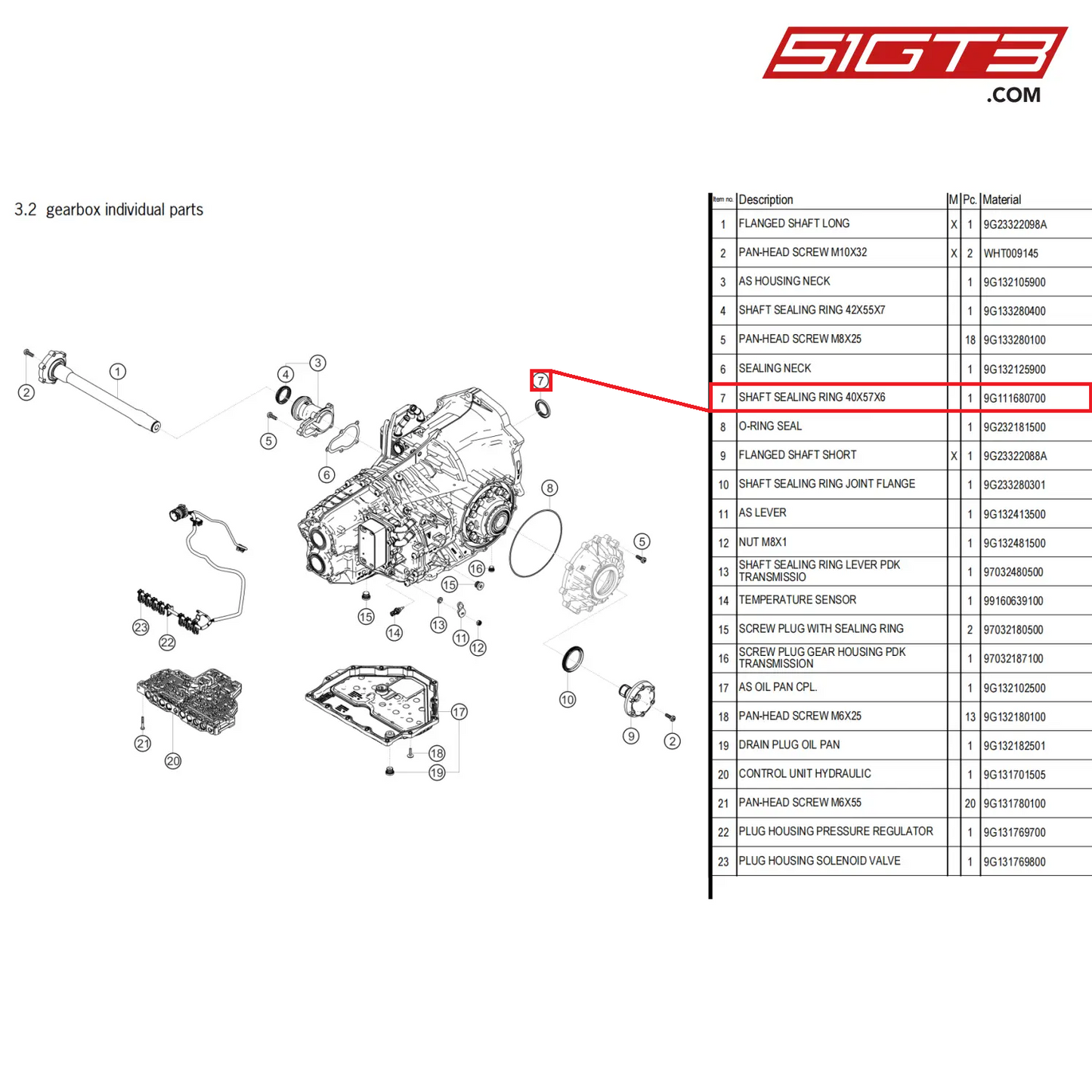 SHAFT SEALING RING 40X57X6 - 9G111680700 [PORSCHE 718 Cayman GT4 Clubsport]