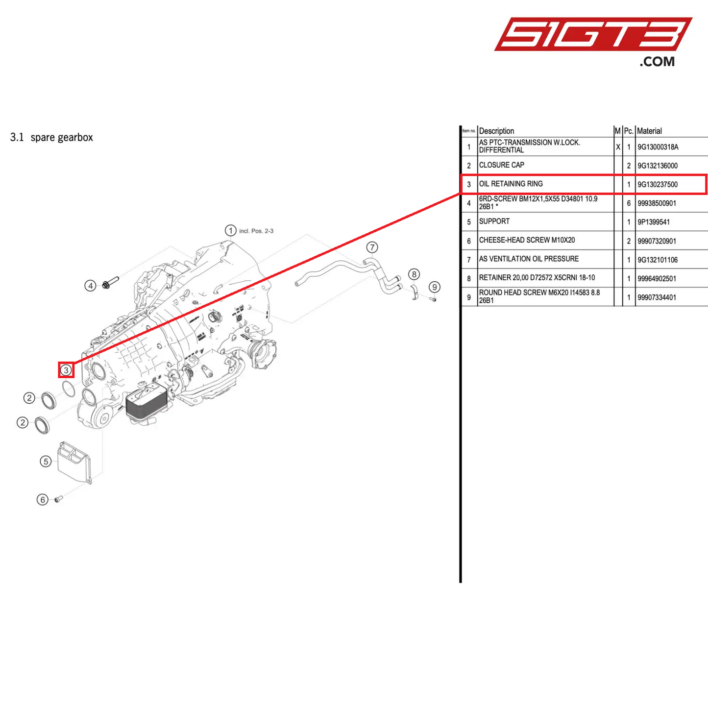 OIL RETAINING RING - 9G130237500 [PORSCHE 911 GT2 RS Clubsport]