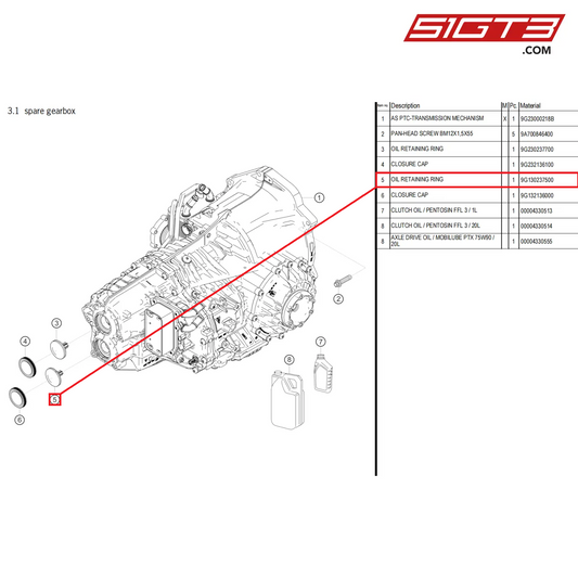 OIL RETAINING RING - 9G130237500 [PORSCHE 718 Cayman GT4 Clubsport]