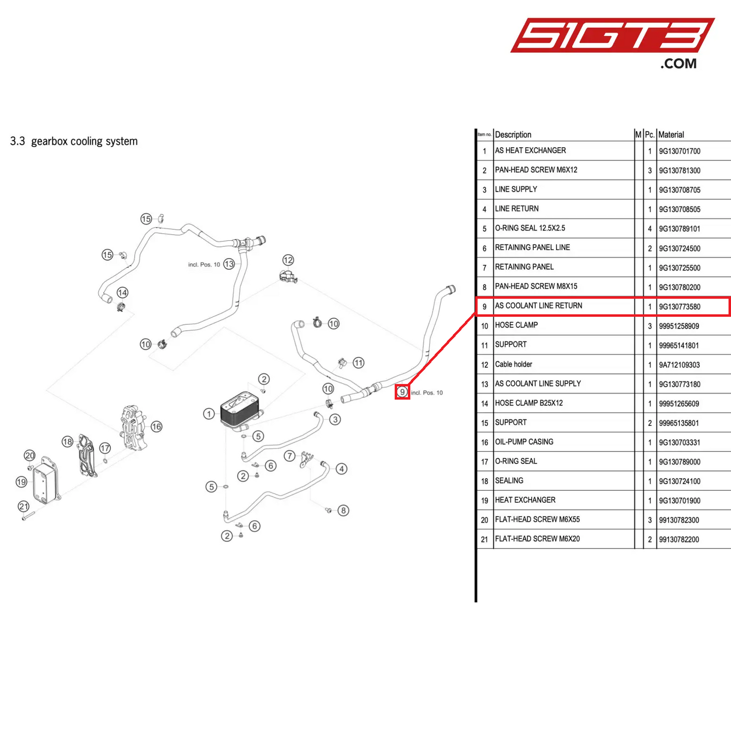 AS COOLANT LINE RETURN - 9G130773580 [PORSCHE 911 GT2 RS Clubsport]