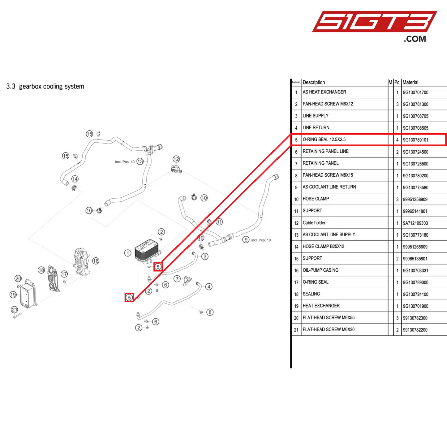 O-RING SEAL 12.5X2.5 - 9G130789101 [PORSCHE 911 GT2 RS Clubsport]