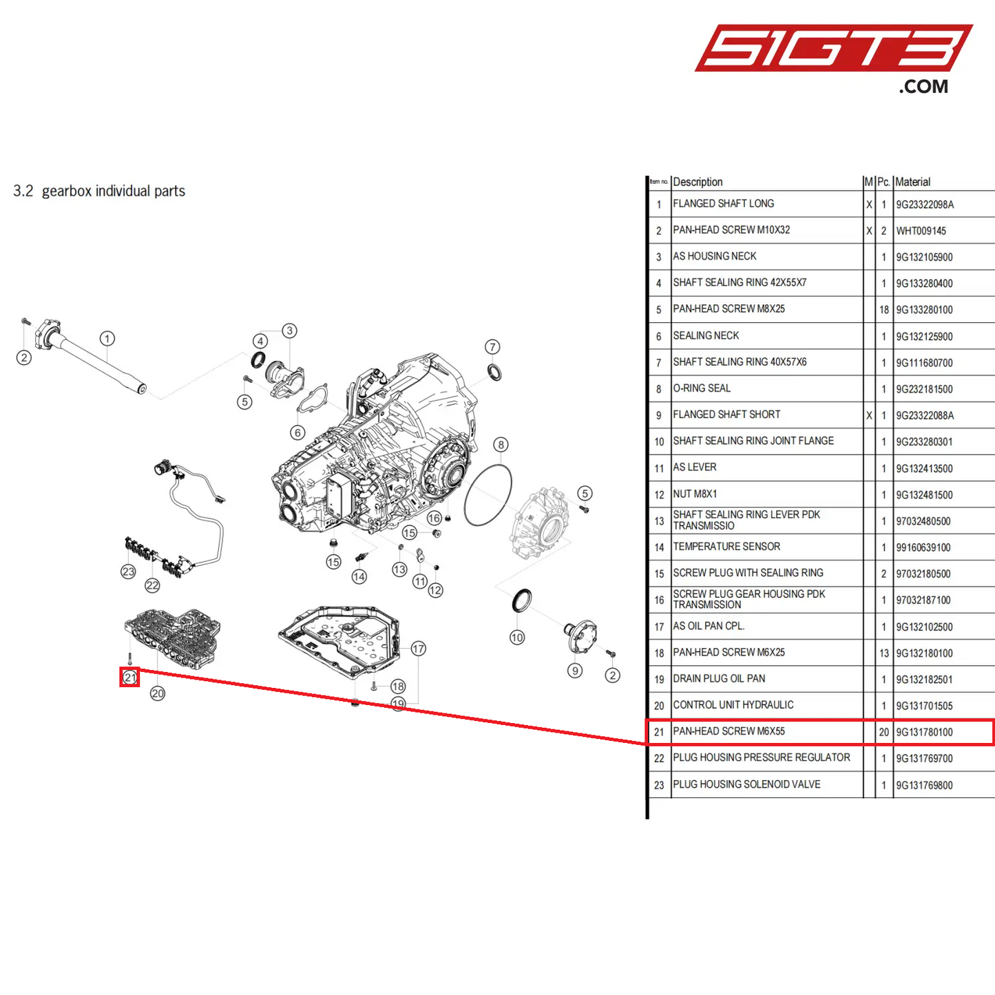 PAN-HEAD SCREW M6X55 - 9G131780100 [PORSCHE 718 Cayman GT4 Clubsport]