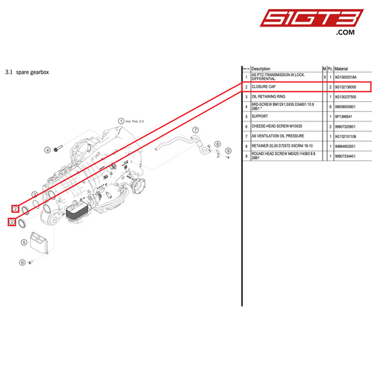 CLOSURE CAP - 9G132136000 [PORSCHE 911 GT2 RS Clubsport]