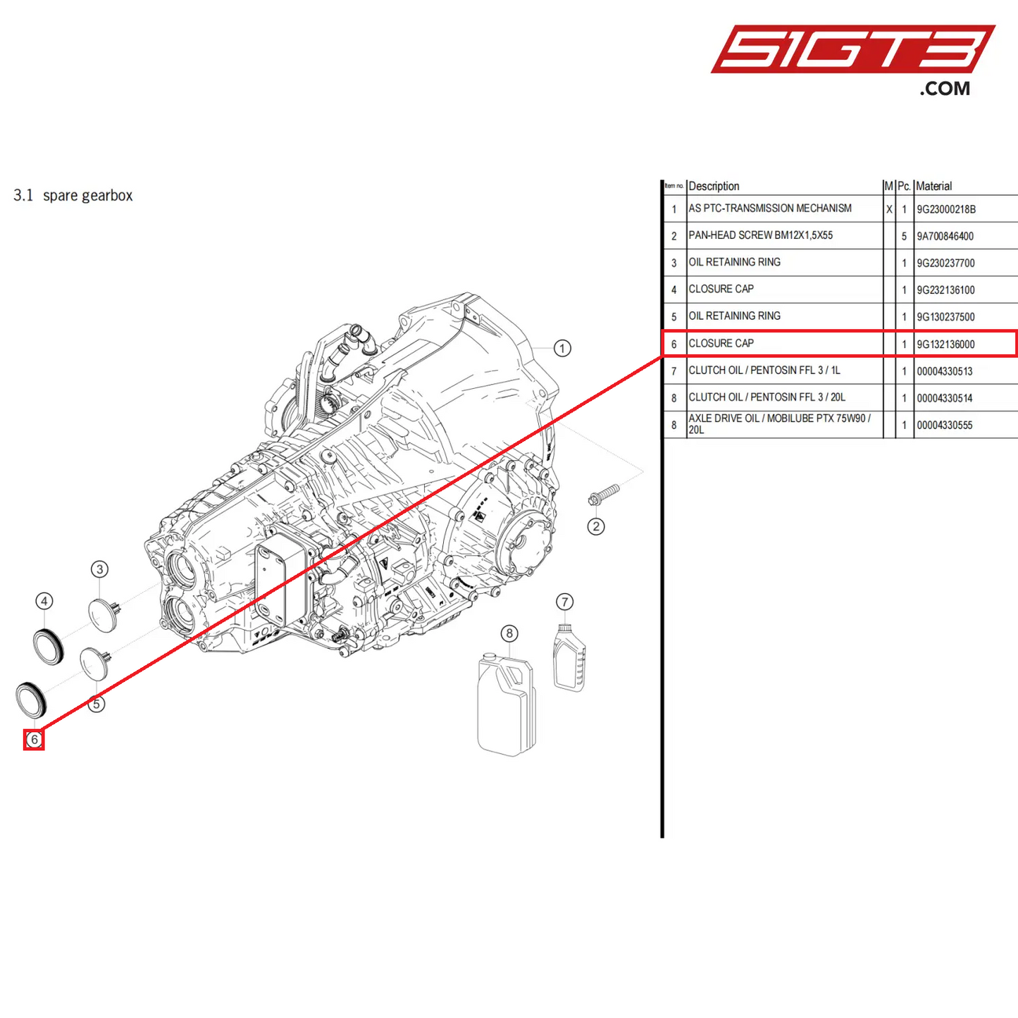 CLOSURE CAP - 9G132136000 [PORSCHE 718 Cayman GT4 Clubsport]