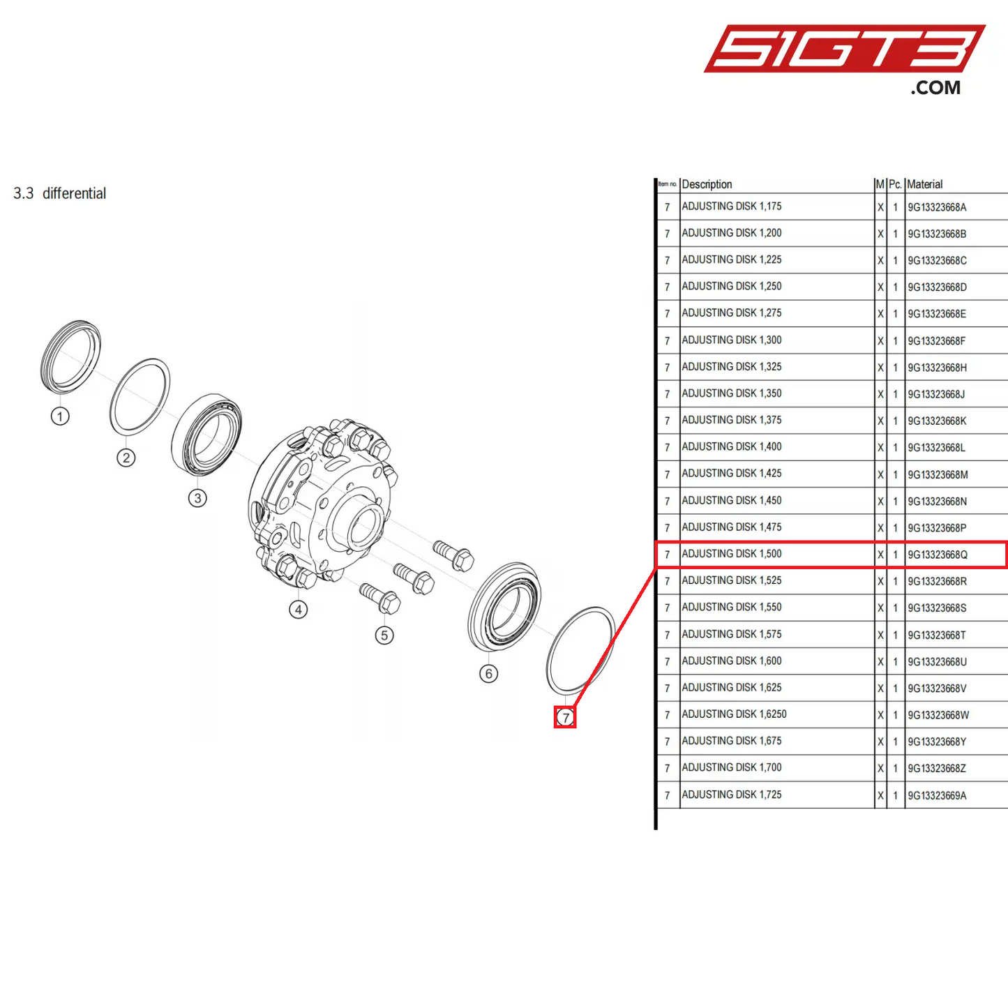 ADJUSTING DISK 1,500 - 9G13323668Q [PORSCHE 718 Cayman GT4 Clubsport]