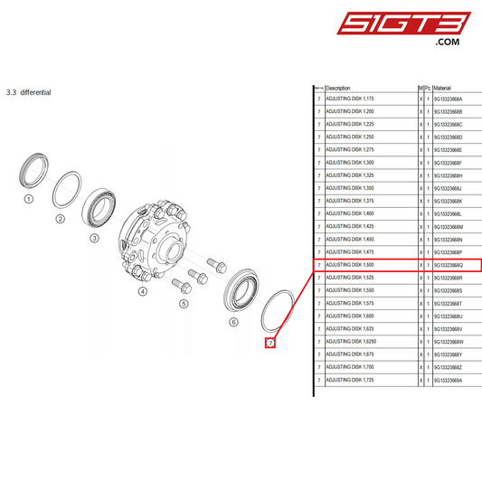 ADJUSTING DISK 1,500 - 9G13323668Q [PORSCHE 718 Cayman GT4 Clubsport]