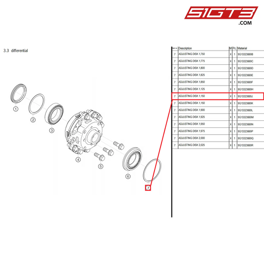 ADJUSTING DISK 1,150 - 9G13323669J [PORSCHE 718 Cayman GT4 Clubsport]