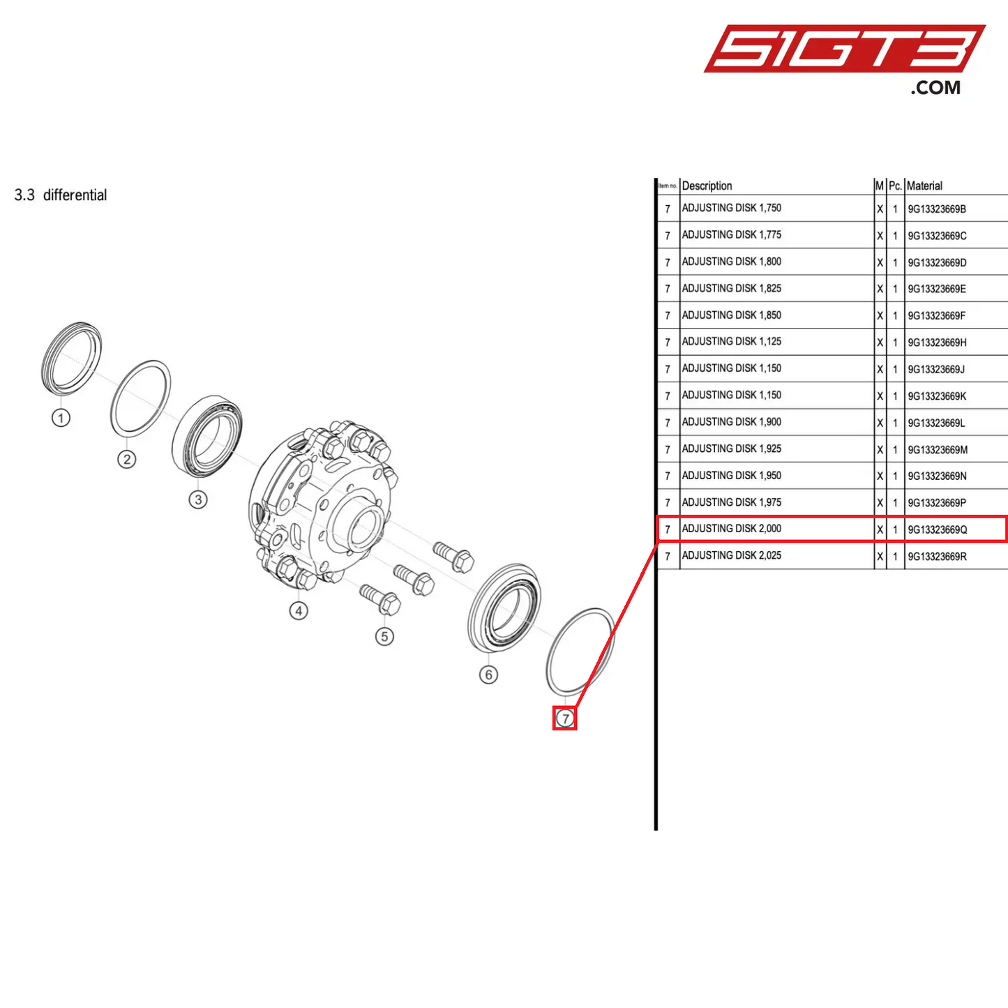 ADJUSTING DISK 2,000 - 9G13323669Q [PORSCHE 718 Cayman GT4 RS Clubsport]