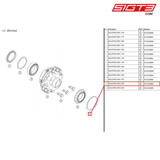 ADJUSTING DISK 2,000 - 9G13323669Q [PORSCHE 718 Cayman GT4 Clubsport]