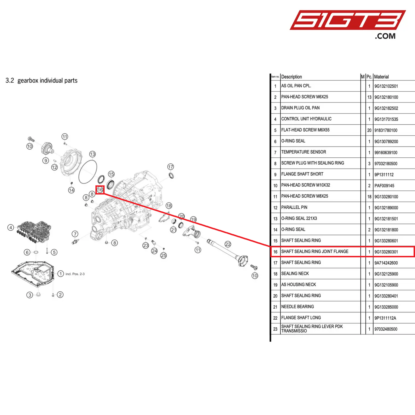 SHAFT SEALING RING JOINT FLANGE - 9G133280301 [PORSCHE 911 GT2 RS Clubsport]