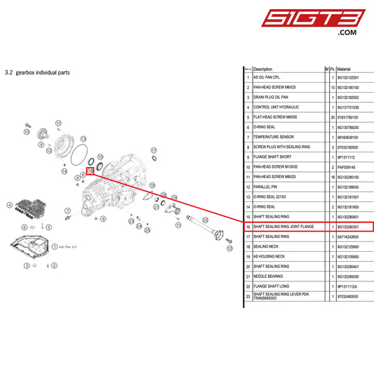 SHAFT SEALING RING JOINT FLANGE - 9G133280301 [PORSCHE 911 GT2 RS Clubsport]