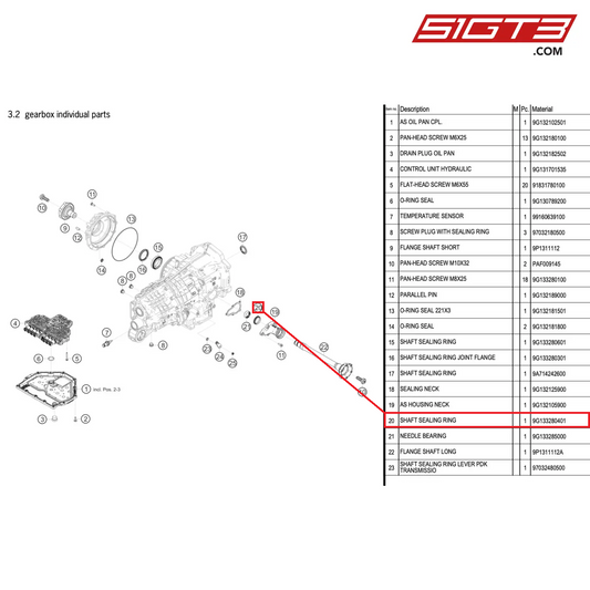 SHAFT SEALING RING - 9G133280401 [PORSCHE 911 GT2 RS Clubsport]