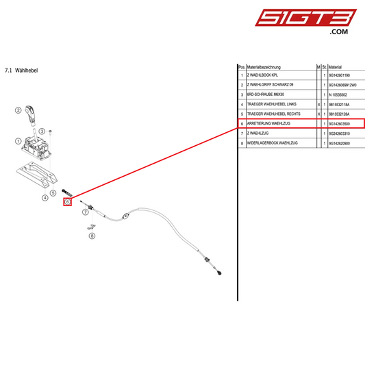 ARRESTER SELECTOR CABLE - 9G142603500 [PORSCHE Cayman 981 GT4 Clubsport]