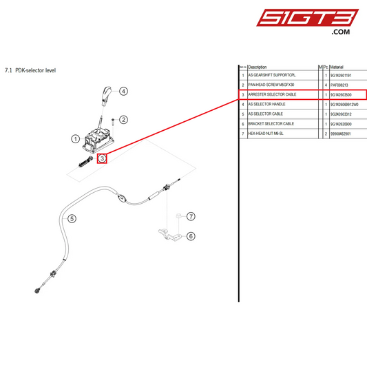 ARRESTER SELECTOR CABLE - 9G142603500 [PORSCHE 718 Cayman GT4 Clubsport]