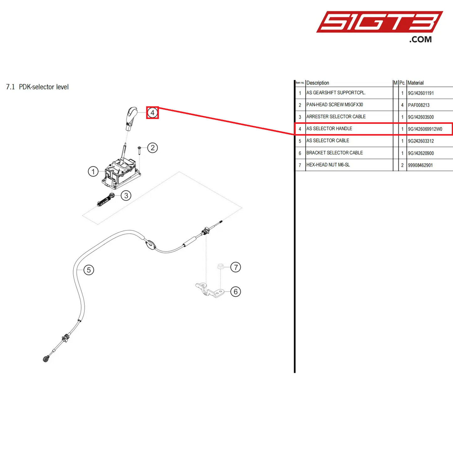 AS SELECTOR HANDLE - 9G1426069912W0 [PORSCHE 718 Cayman GT4 Clubsport]