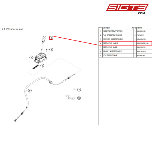 AS SELECTOR HANDLE - 9G1426069912W0 [PORSCHE 718 Cayman GT4 Clubsport]