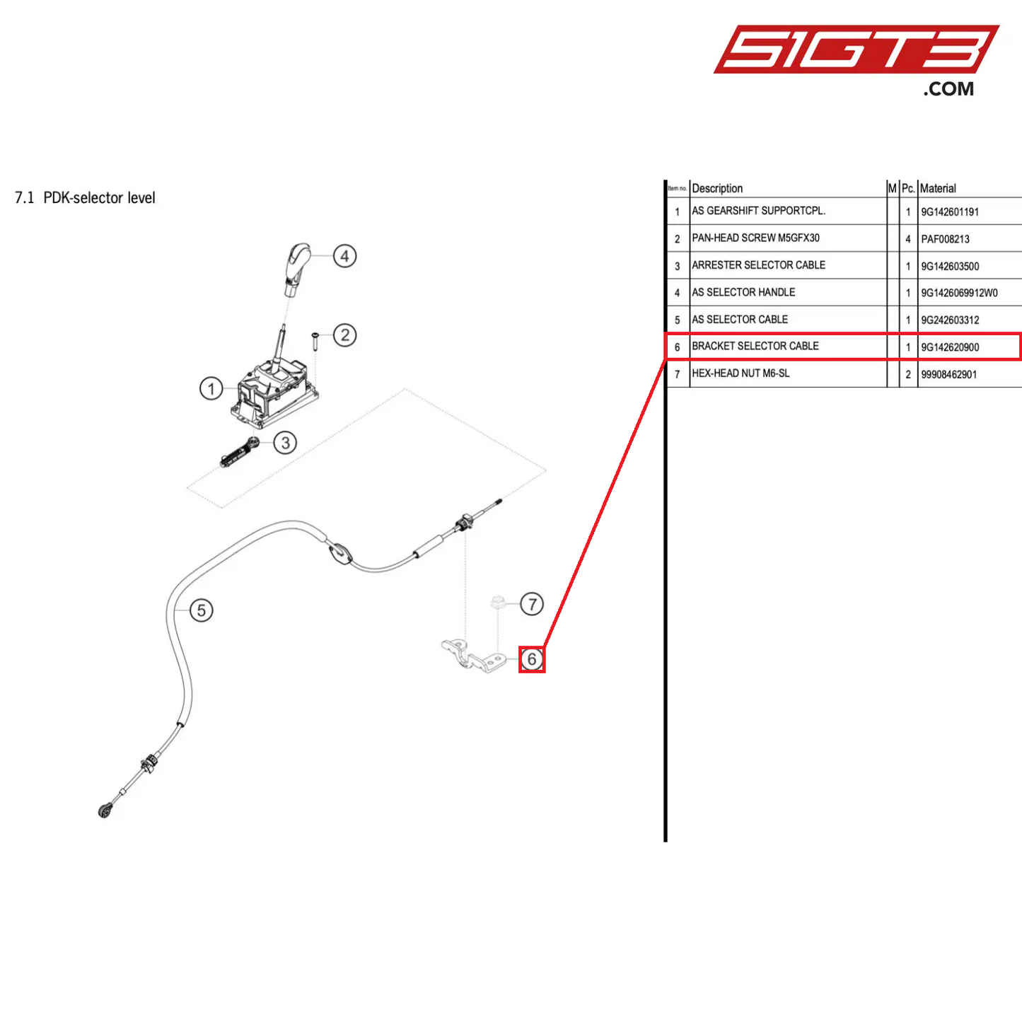 BRACKET SELECTOR CABLE - 9G142620900 [PORSCHE 718 Cayman GT4 RS Clubsport]