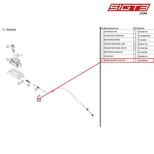 BRACKET SELECTOR CABLE - 9G142620900 [PORSCHE Cayman 981 GT4 Clubsport]