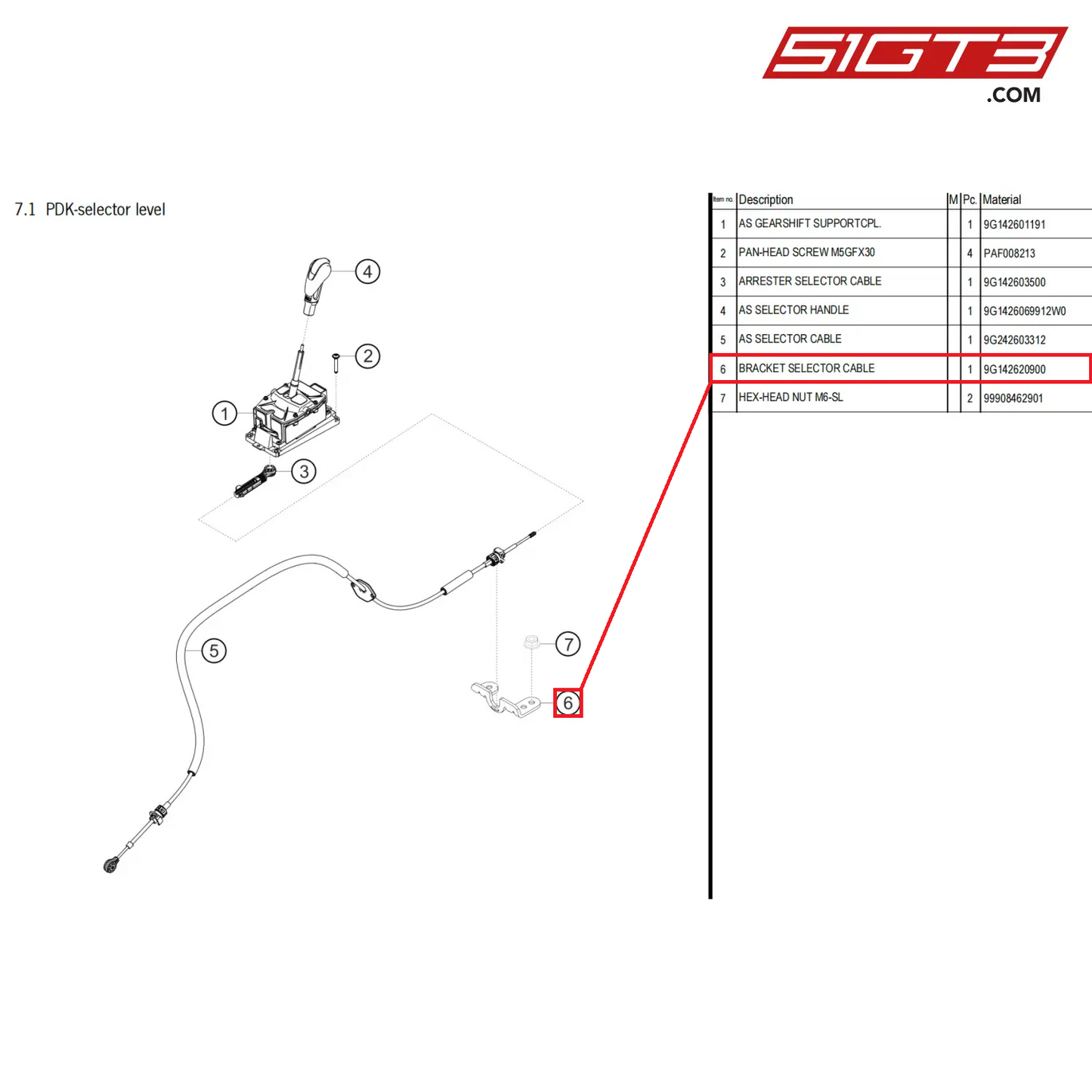 BRACKET SELECTOR CABLE - 9G142620900 [PORSCHE 718 Cayman GT4 Clubsport]