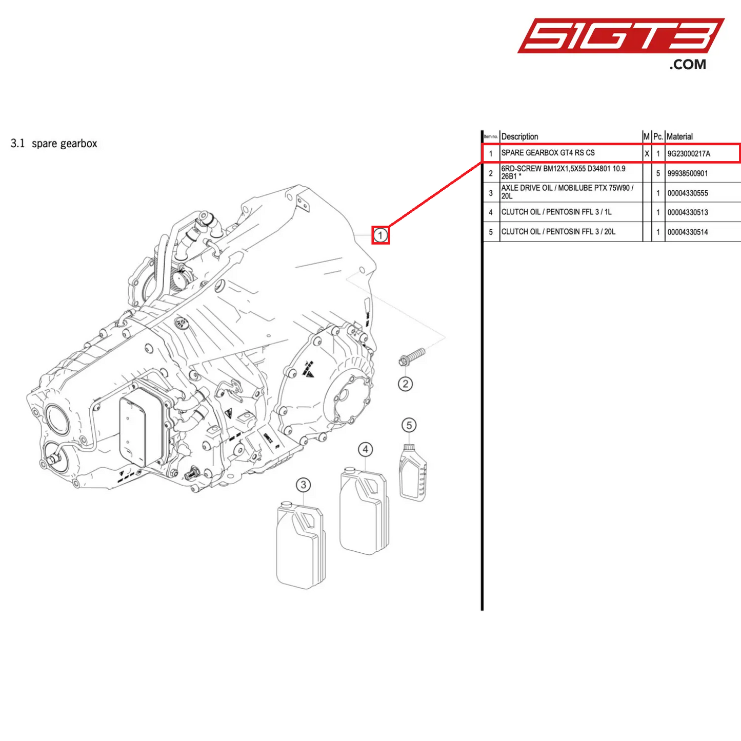 SPARE GEARBOX GT4 RS CS - 9G23000217A [PORSCHE 718 Cayman GT4 RS Clubsport]