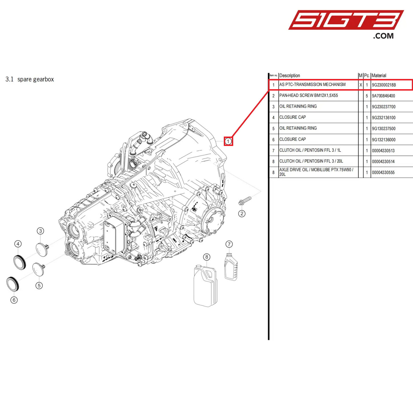 AS PTC-TRANSMISSION MECHANISM - 9G23000218B [PORSCHE 718 Cayman GT4 Clubsport]