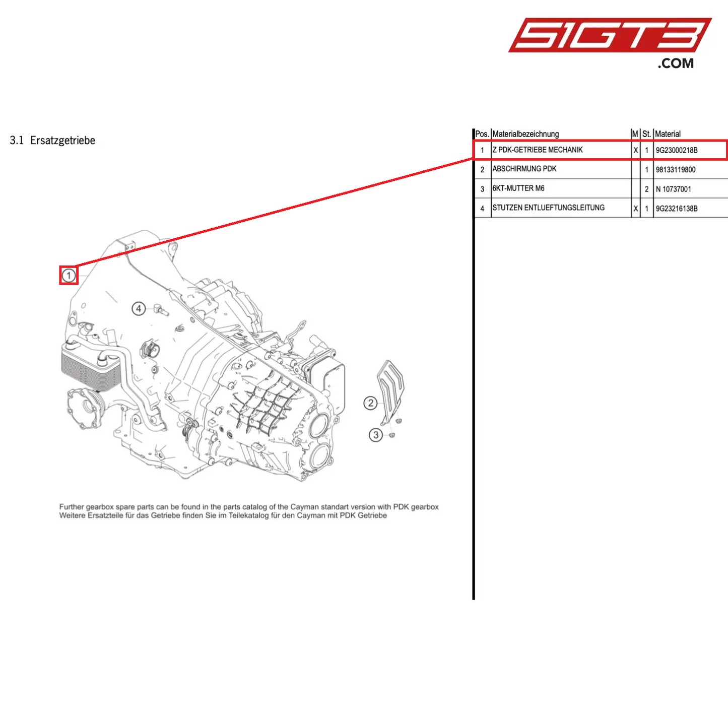 AS PTC-TRANSMISSION MECHANISM - 9G23000218B [PORSCHE Cayman 981 GT4 Clubsport]