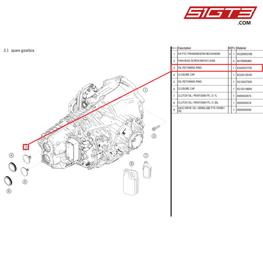 OIL RETAINING RING - 9G230237700 [PORSCHE 718 Cayman GT4 Clubsport]