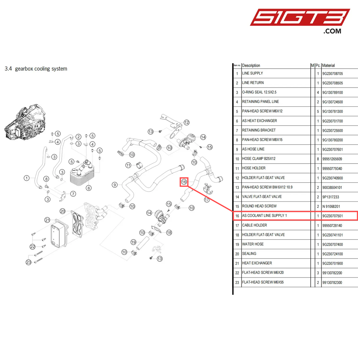 AS COOLANT LINE SUPPLY 1 - 9G230707501 [PORSCHE 718 Cayman GT4 Clubsport]