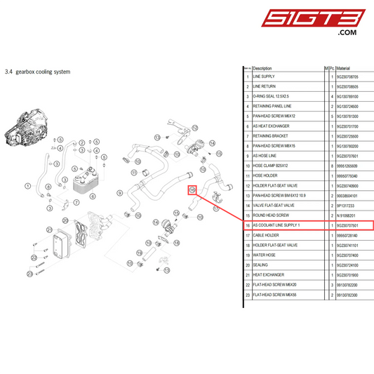 AS COOLANT LINE SUPPLY 1 - 9G230707501 [PORSCHE 718 Cayman GT4 Clubsport]