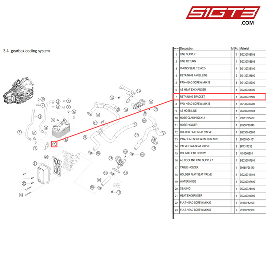 RETAINING BRACKET - 9G230725500 [PORSCHE 718 Cayman GT4 Clubsport]