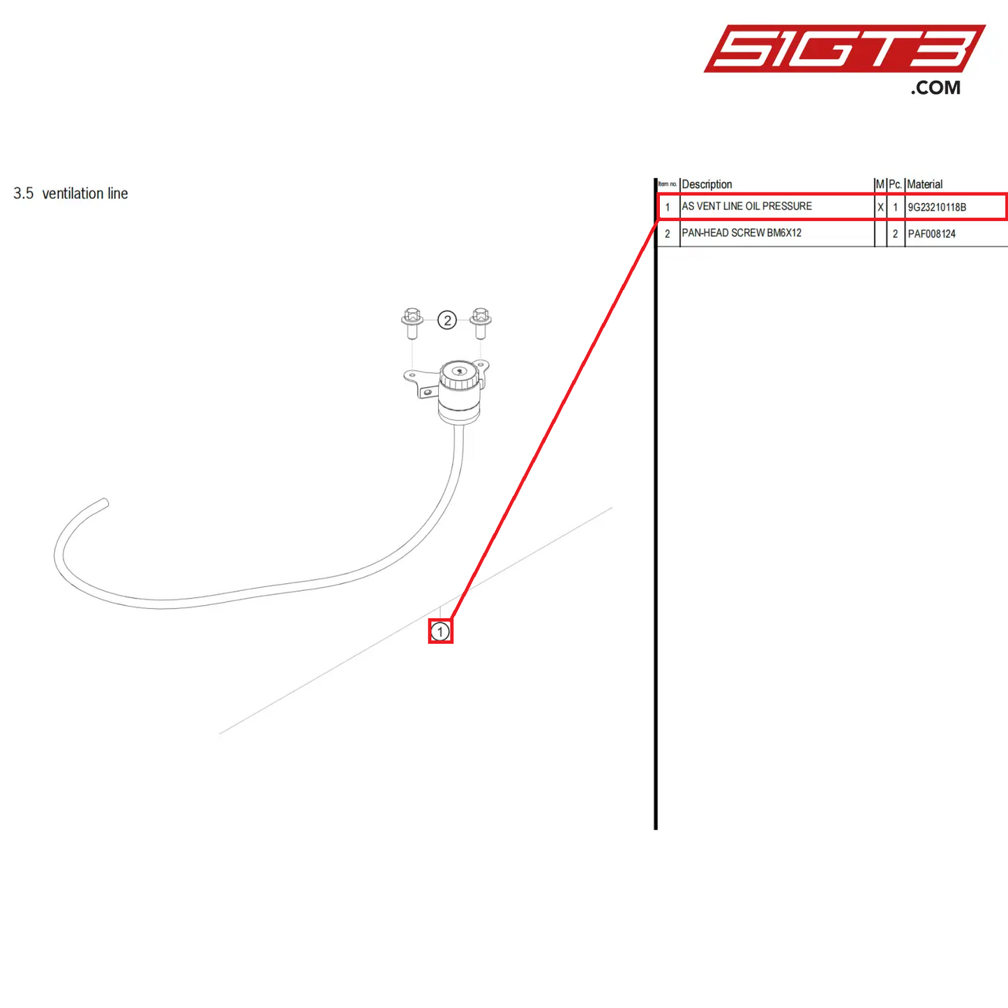 AS VENT LINE OIL PRESSURE - 9G23210118B [PORSCHE 718 Cayman GT4 Clubsport]