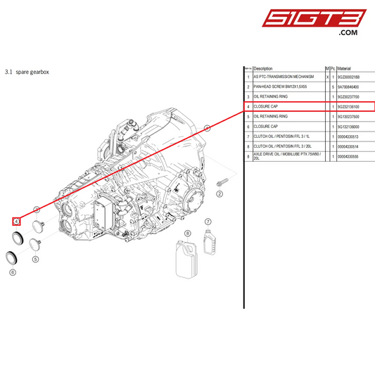 CLOSURE CAP - 9G232136100 [PORSCHE 718 Cayman GT4 Clubsport]