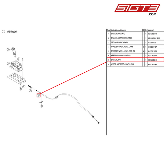 AS SELECTOR CABLE - 9G242603310 [PORSCHE Cayman 981 GT4 Clubsport]