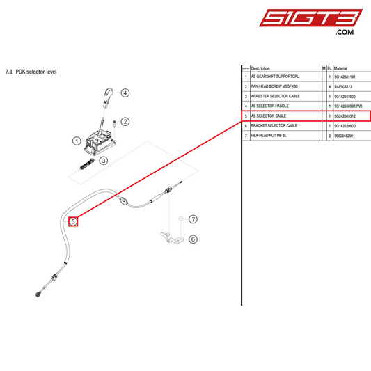 AS SELECTOR CABLE - 9G242603312 [PORSCHE 718 Cayman GT4 RS Clubsport]