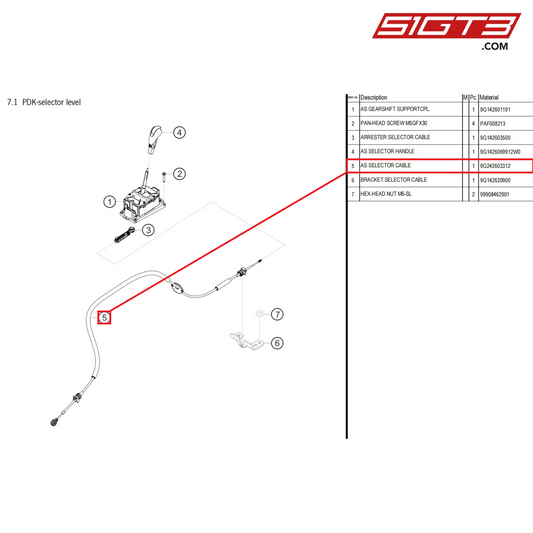 AS SELECTOR CABLE - 9G242603312 [PORSCHE 718 Cayman GT4 Clubsport]