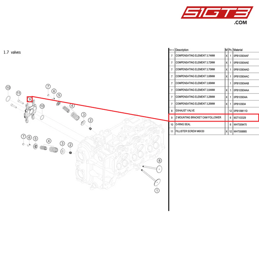 Z MOUNTING BRACKET CAM FOLLOWER - 9GT103329 [PORSCHE 992.1 GT3 Cup]