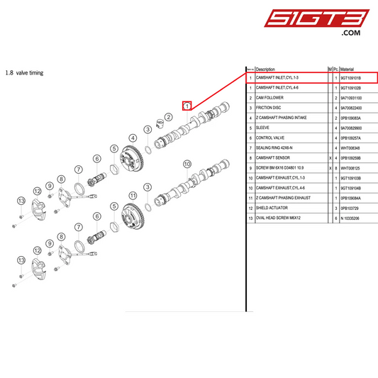 CAMSHAFT INLET,CYL.1-3 - 9GT109101B [PORSCHE 992.1 GT3 Cup]