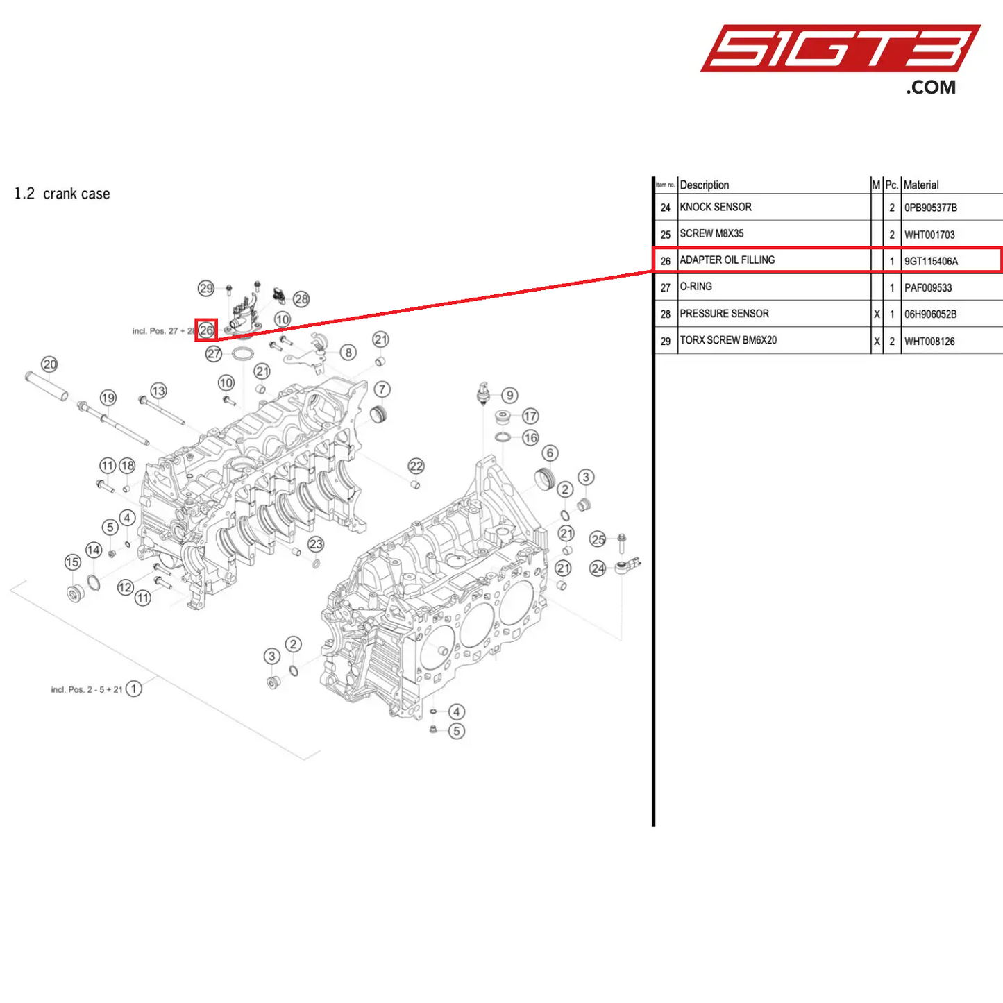 ADAPTER OIL FILLING - 9GT115406A [PORSCHE 718 Cayman GT4 RS Clubsport]