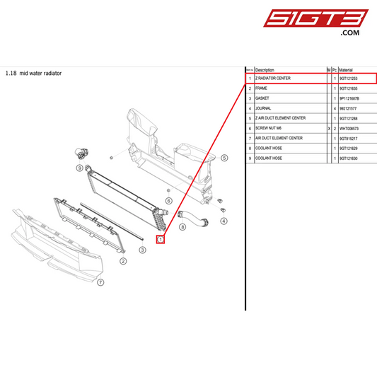 Z RADIATOR CENTER - 9GT121253 [PORSCHE 992.1 GT3 Cup]
