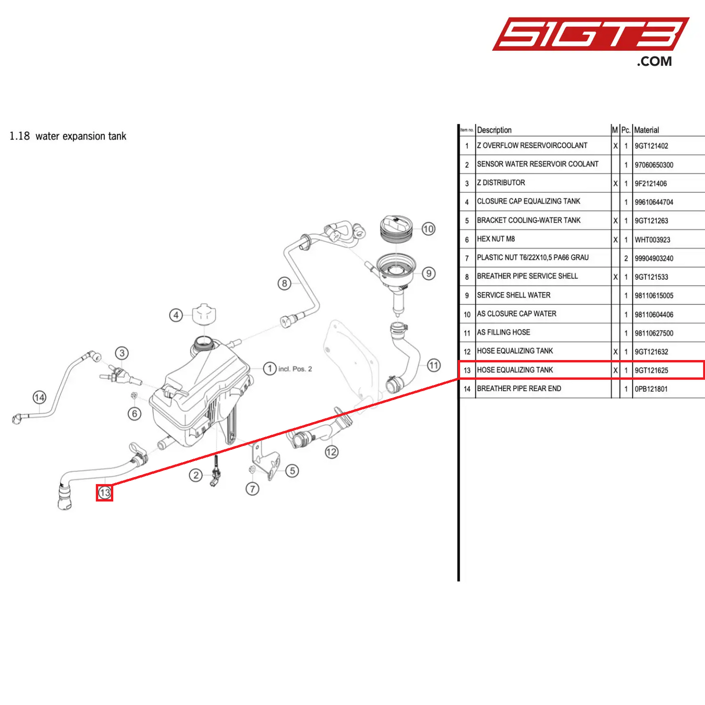 HOSE EQUALIZING TANK - 9GT121625 [PORSCHE 718 Cayman GT4 RS Clubsport]