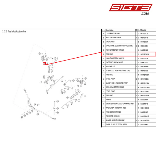 FUEL LINE - 9GT127501A [PORSCHE 992.1 GT3 R]