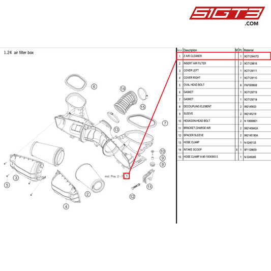 Z AIR CLEANER - 9GT129407D [PORSCHE 911 GT3 Cup Type 992]