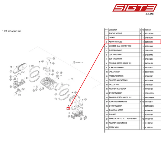 AS SUCTION TUBE - 9GT129711 [PORSCHE 718 Cayman GT4 RS Clubsport]