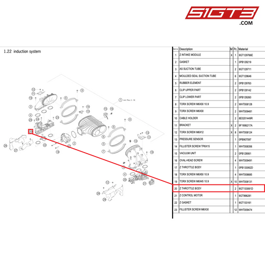 Z THROTTLE BODY - 9GT133061D [PORSCHE 911 GT3 Cup Type 992]